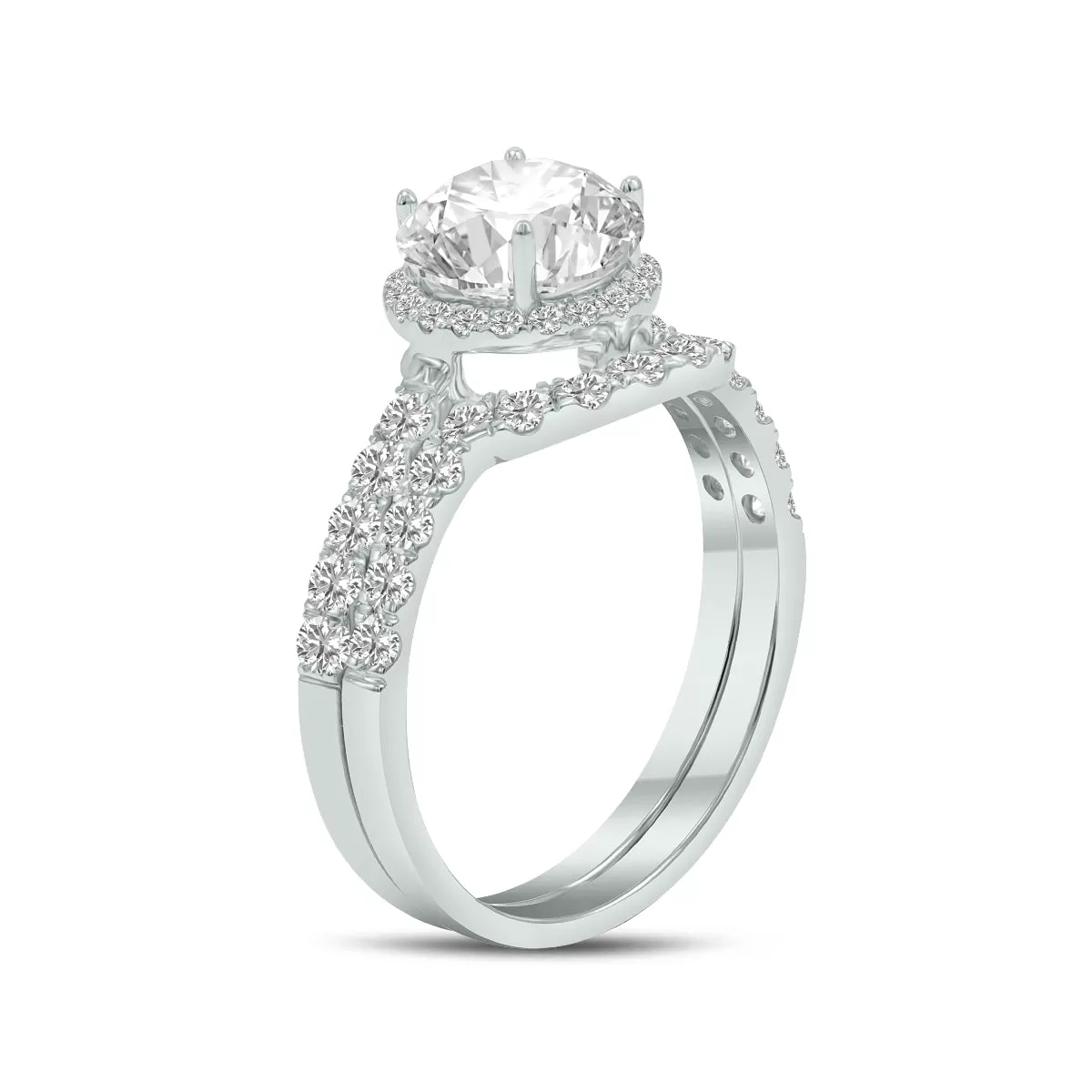 1 3/4 Carat Tw Round Lab Grown Diamond Bridal Set In 14K White Gold