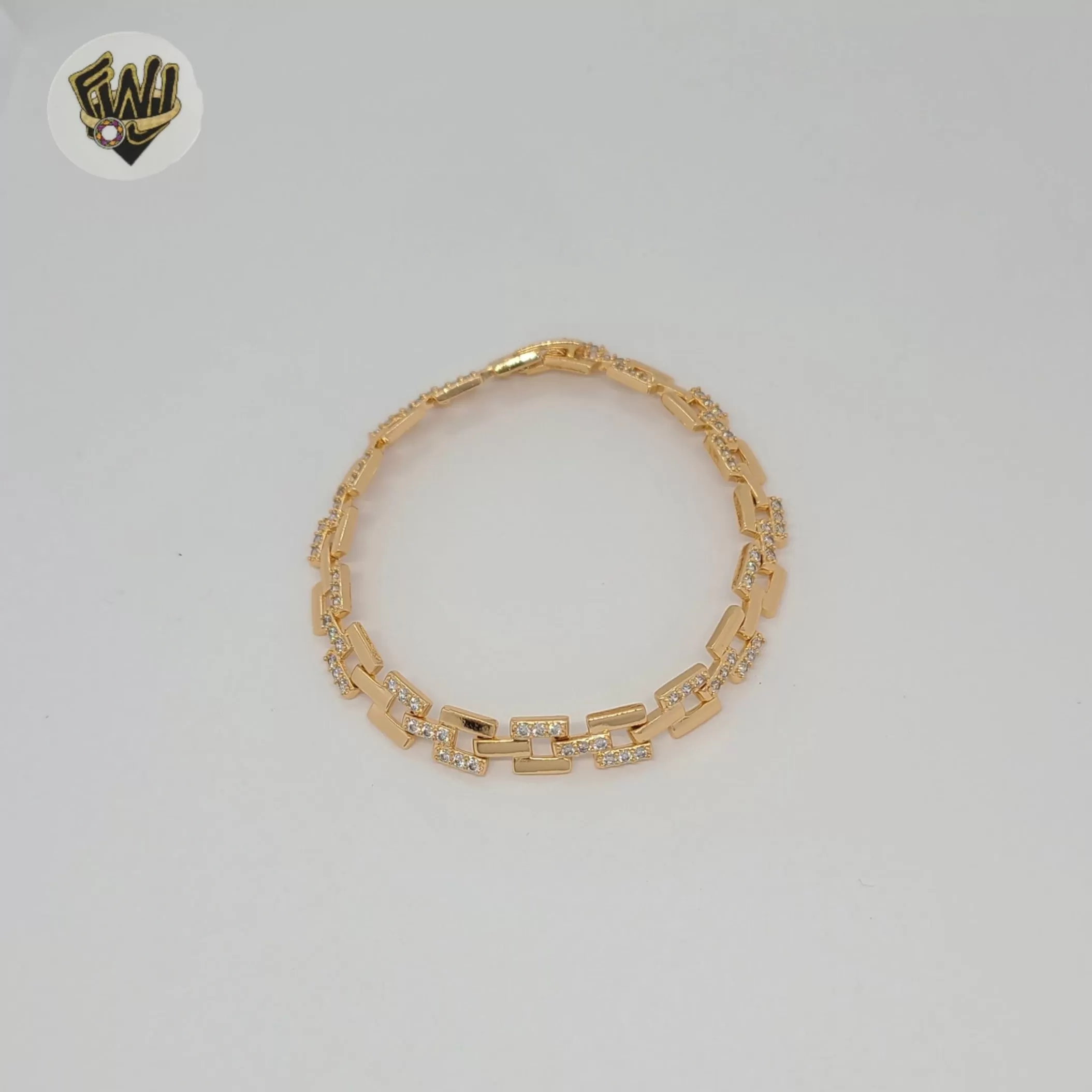 (1-60093-1) Gold Laminate -7mm Square Zircon Bracelet - BGO