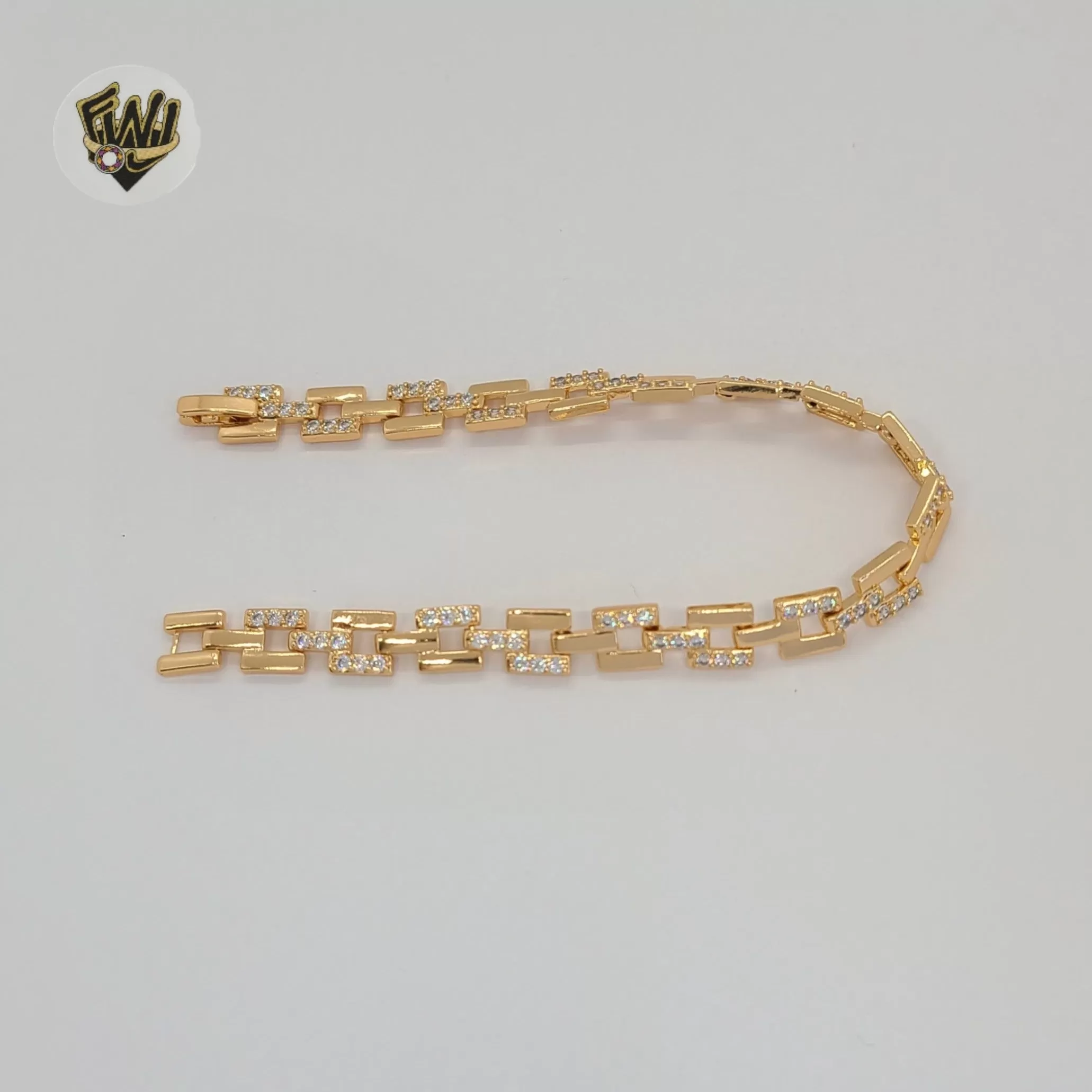 (1-60093-1) Gold Laminate -7mm Square Zircon Bracelet - BGO