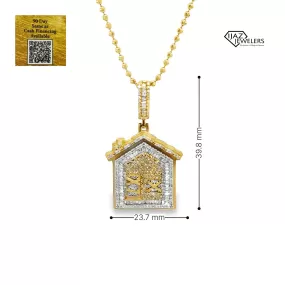 10K Gold 1.25 CTW Diamond Trap House Charm With UV Enamel