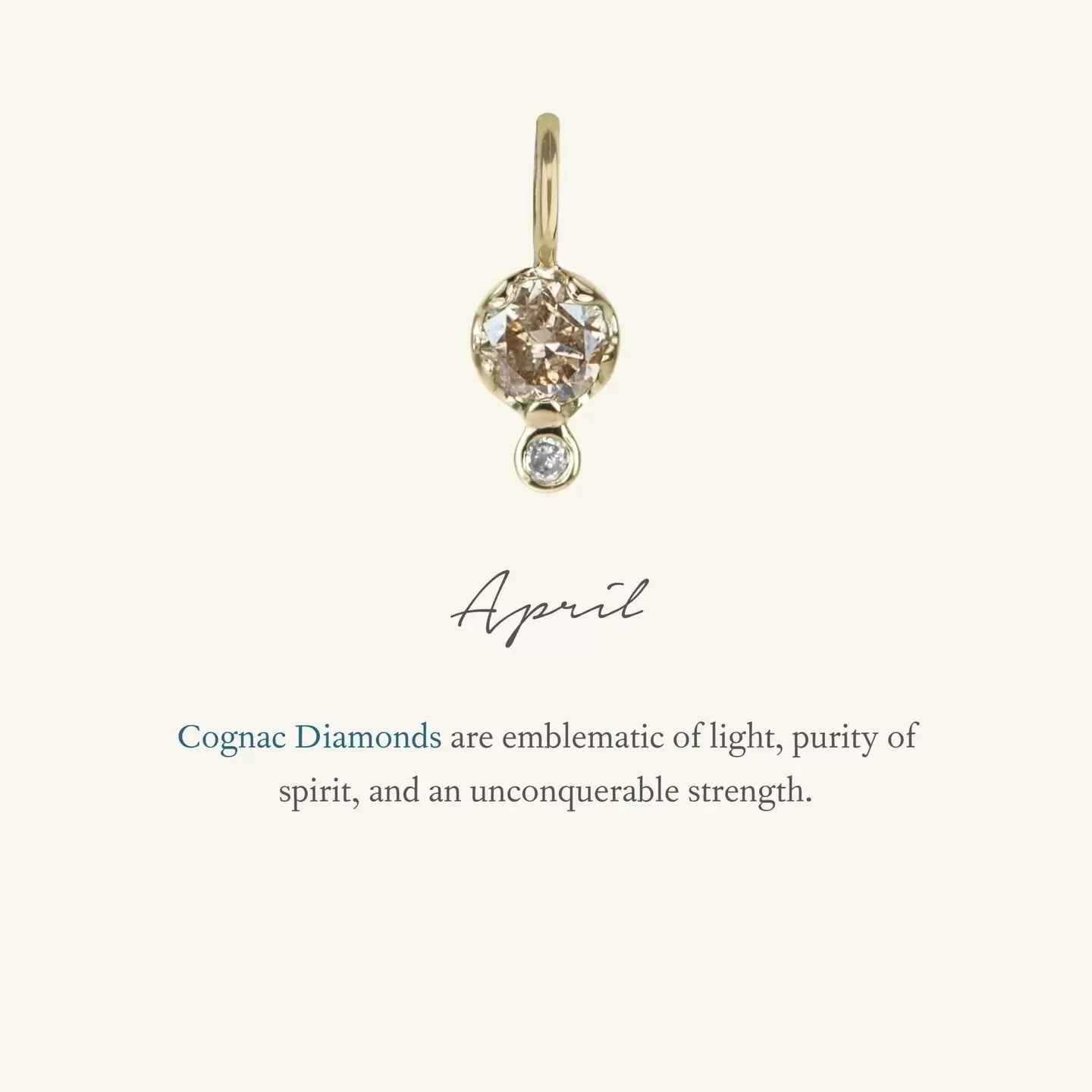 10K Gold Cognac Diamond Birthstone Charm with Diamond Drop