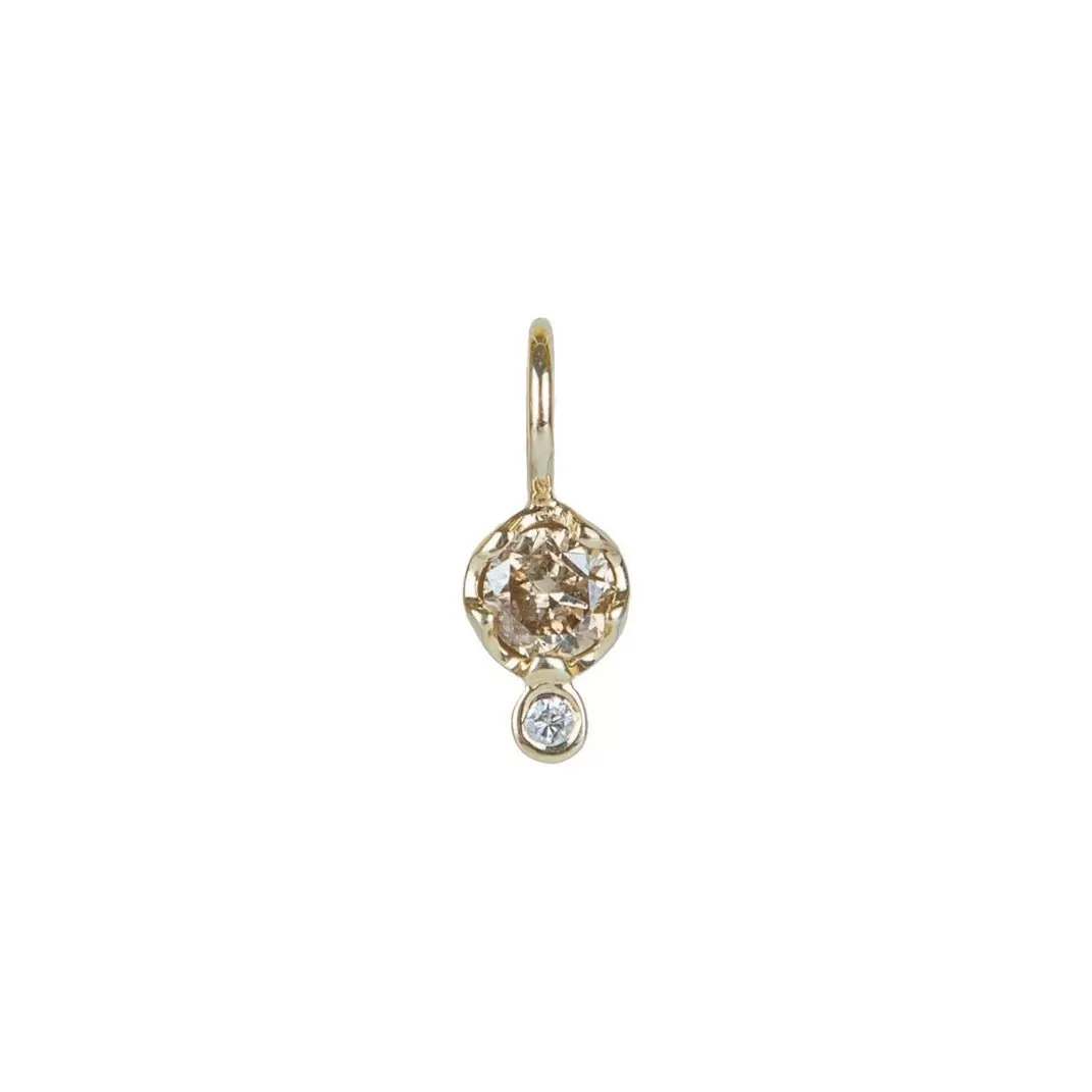 10K Gold Cognac Diamond Birthstone Charm with Diamond Drop