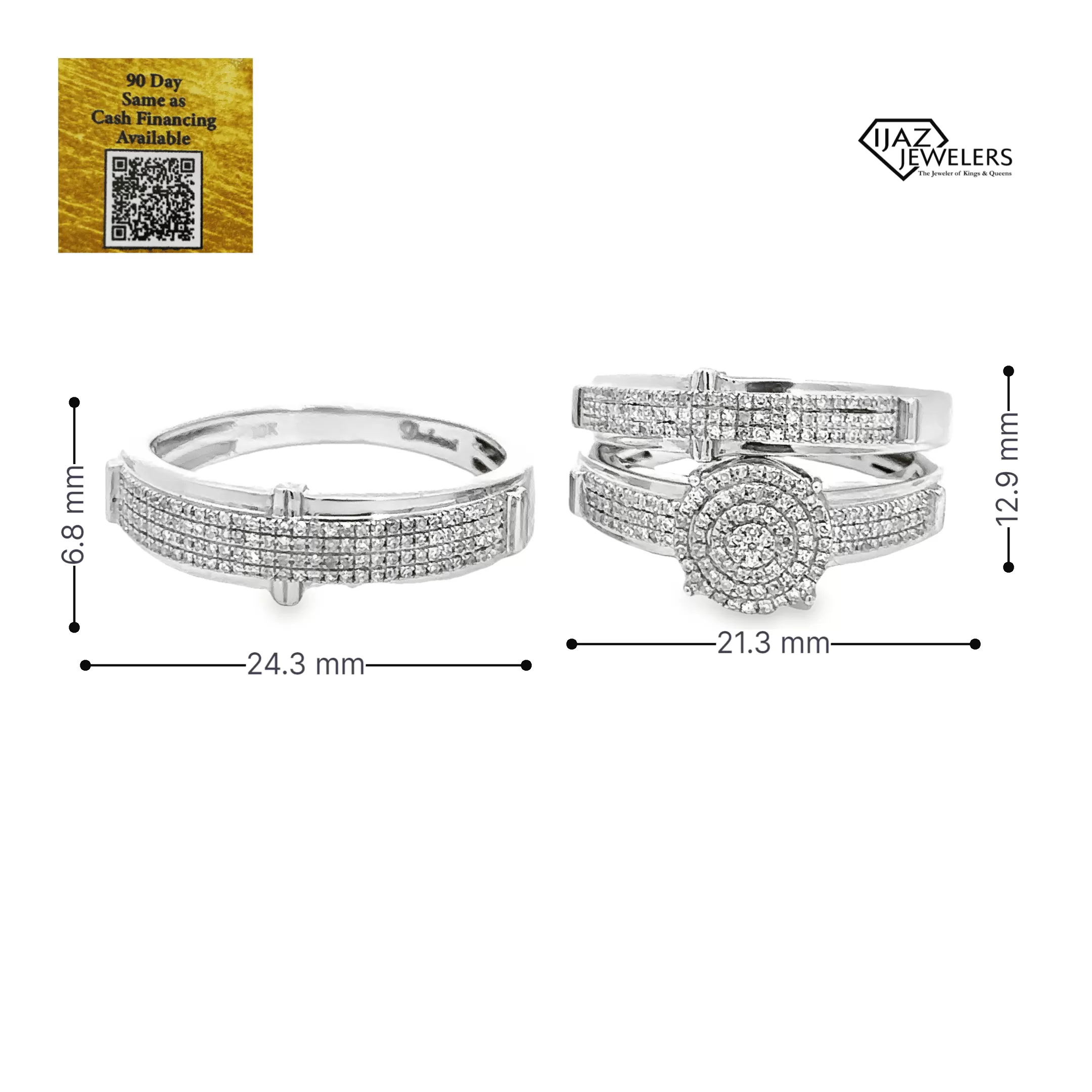 10K White Gold 0.52 CTW Diamond Wedding Trio Set