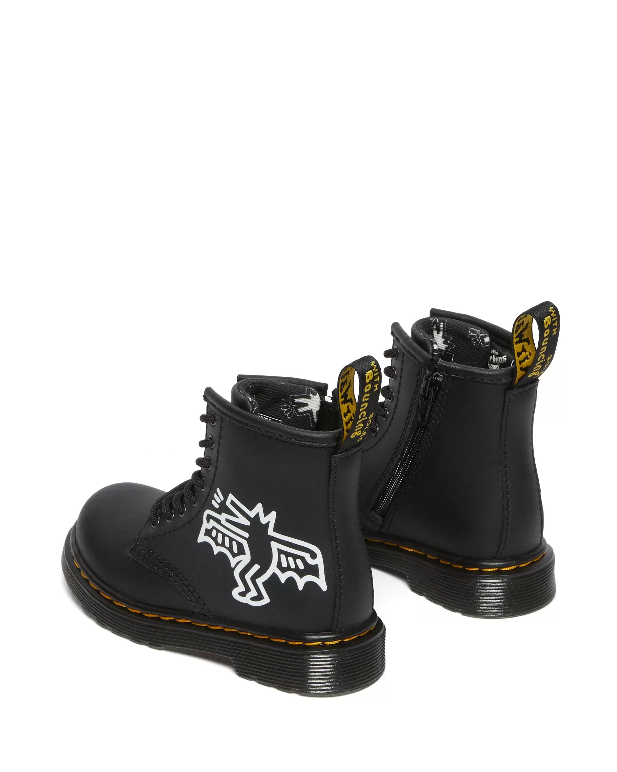 1460 Keith Haring Youth Black Hydro Leather Lace Up Boot