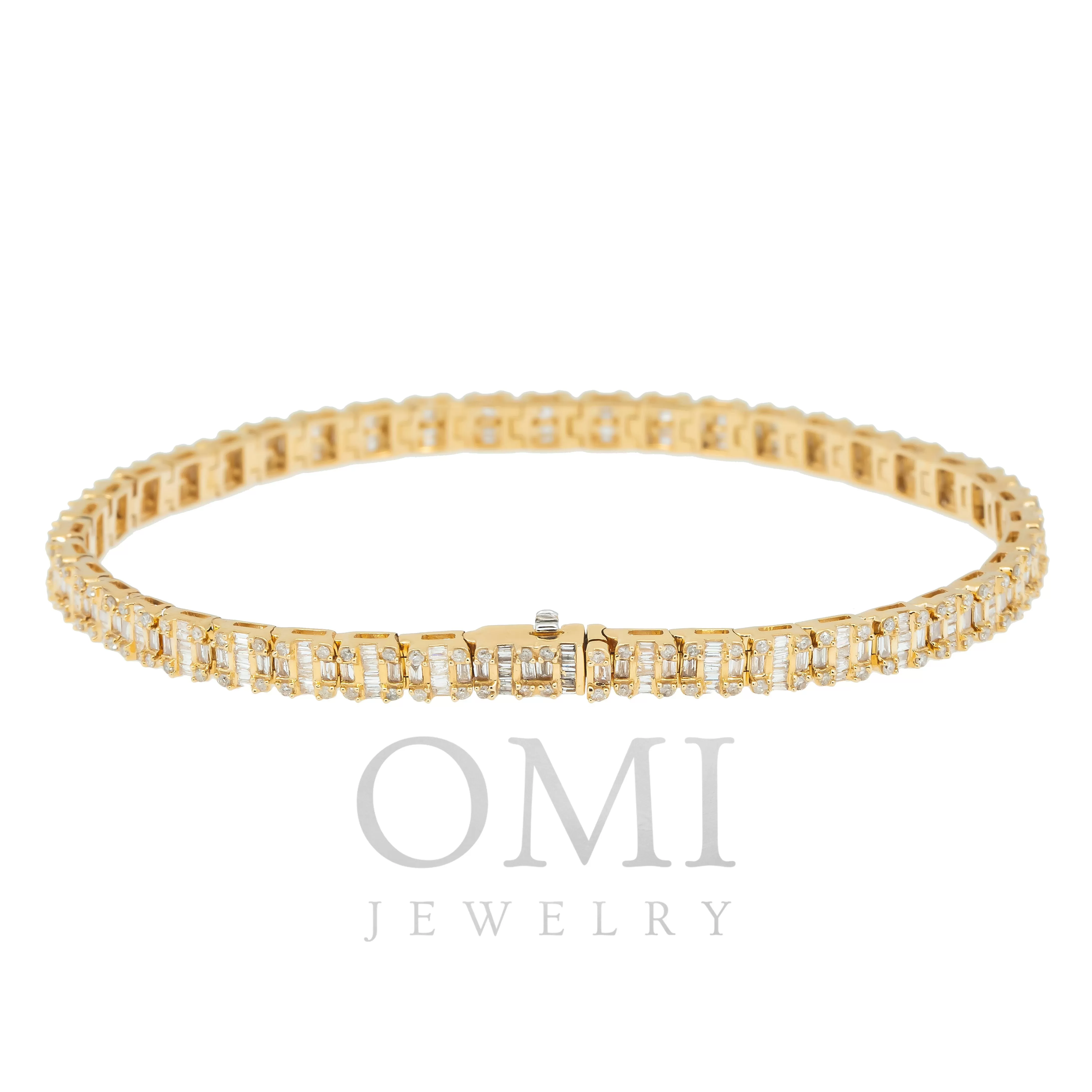 14K GOLD BAGUETTE DIAMONDS BRACELET 3.91 CT