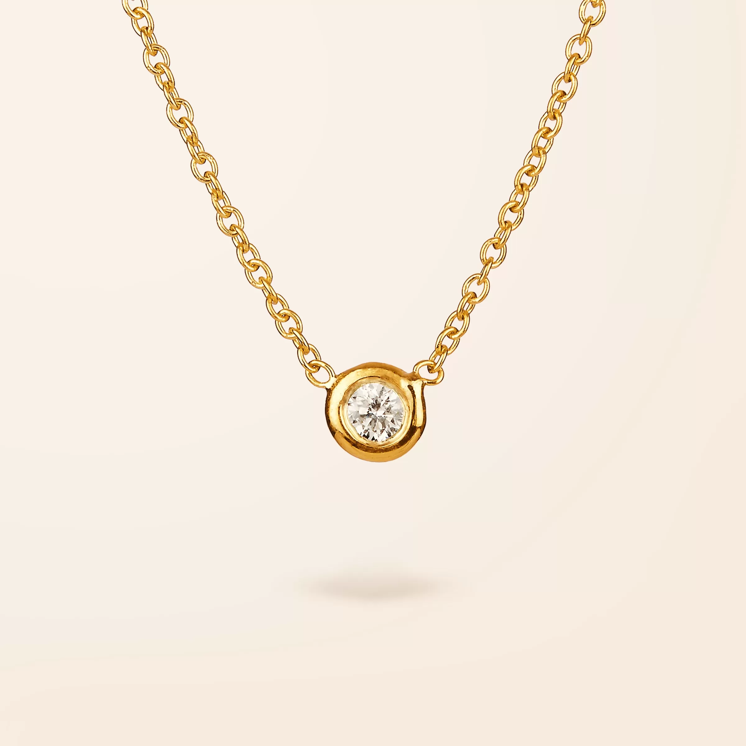 14K Gold Diamond Bezel Necklace