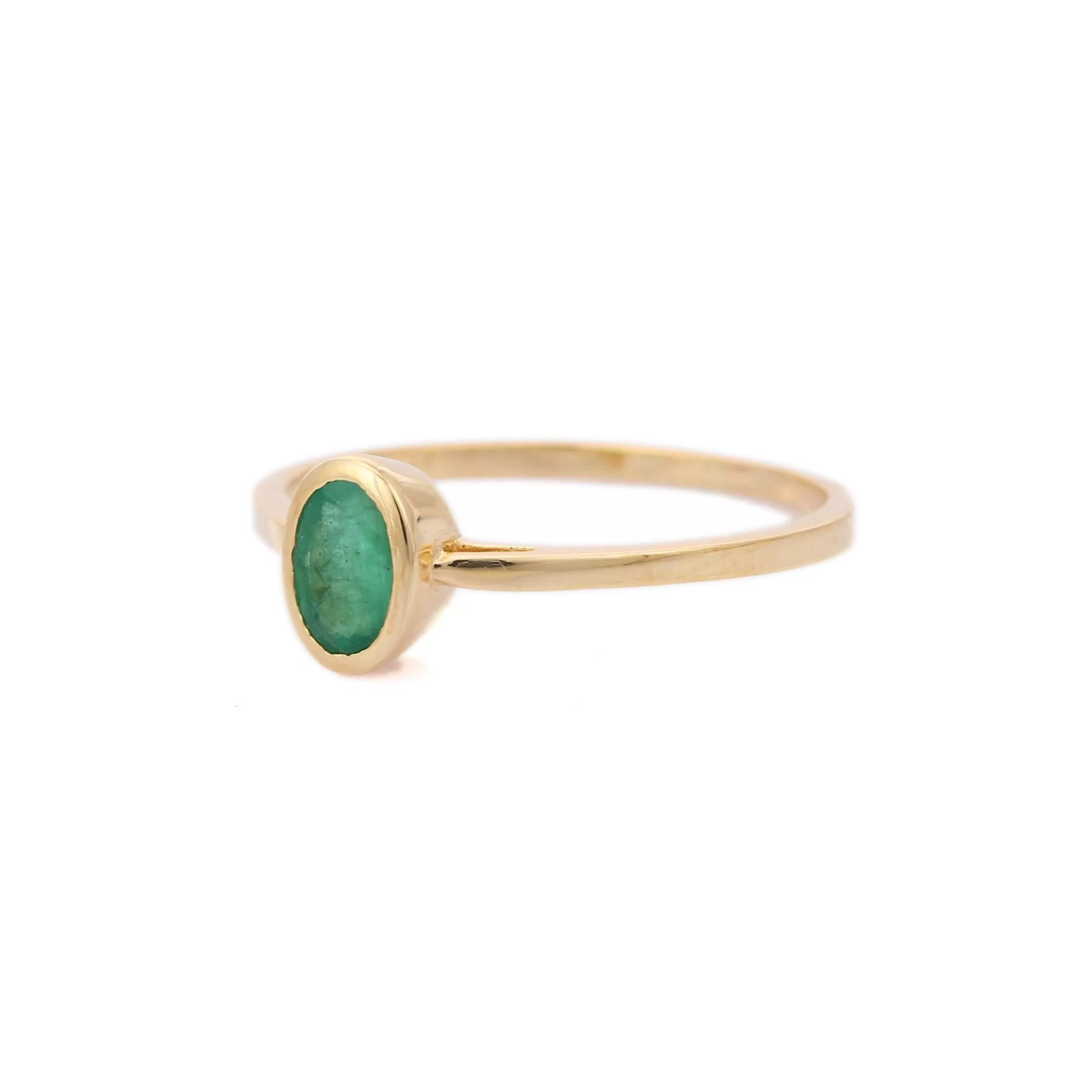 14K Gold Emerald Solitaire Ring