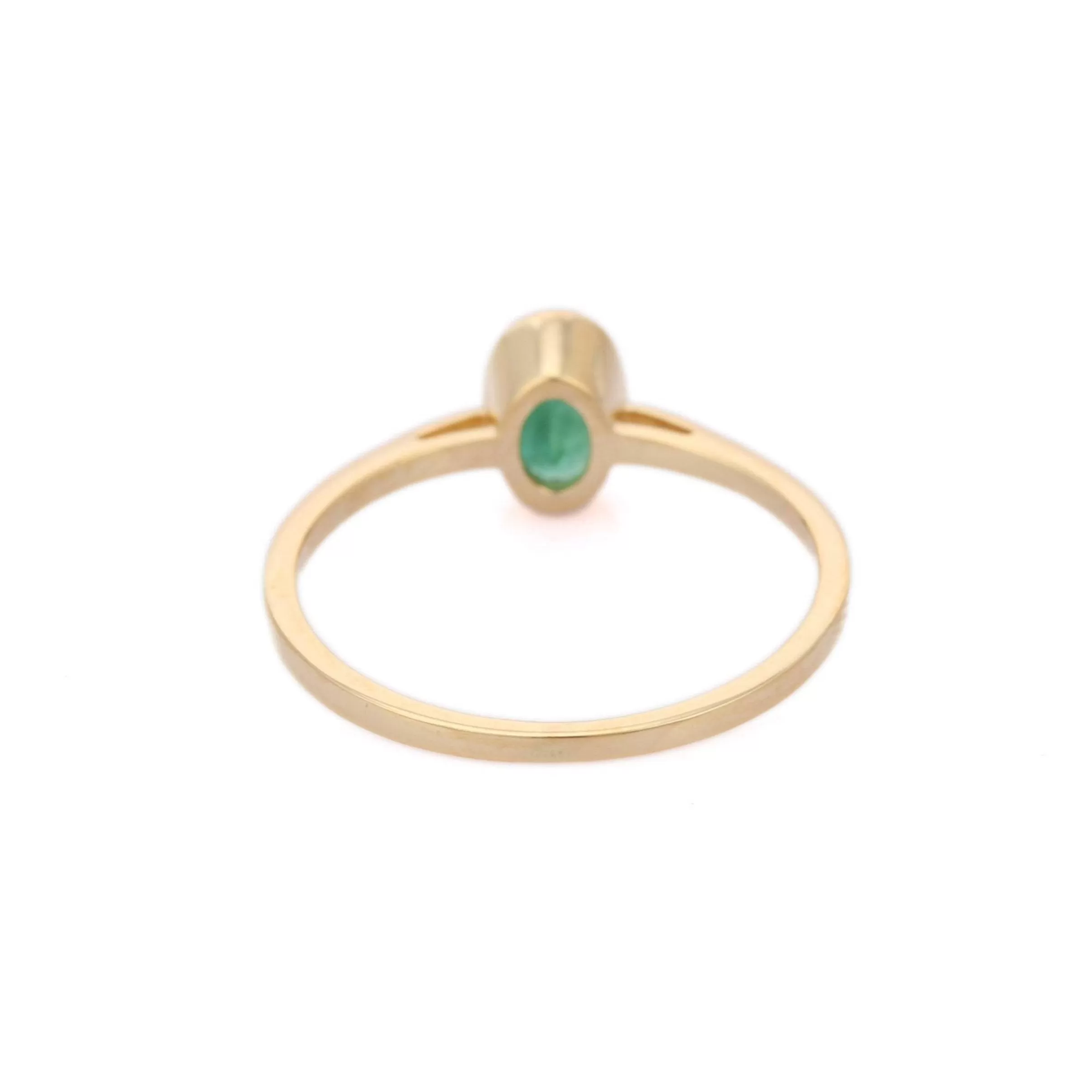 14K Gold Emerald Solitaire Ring