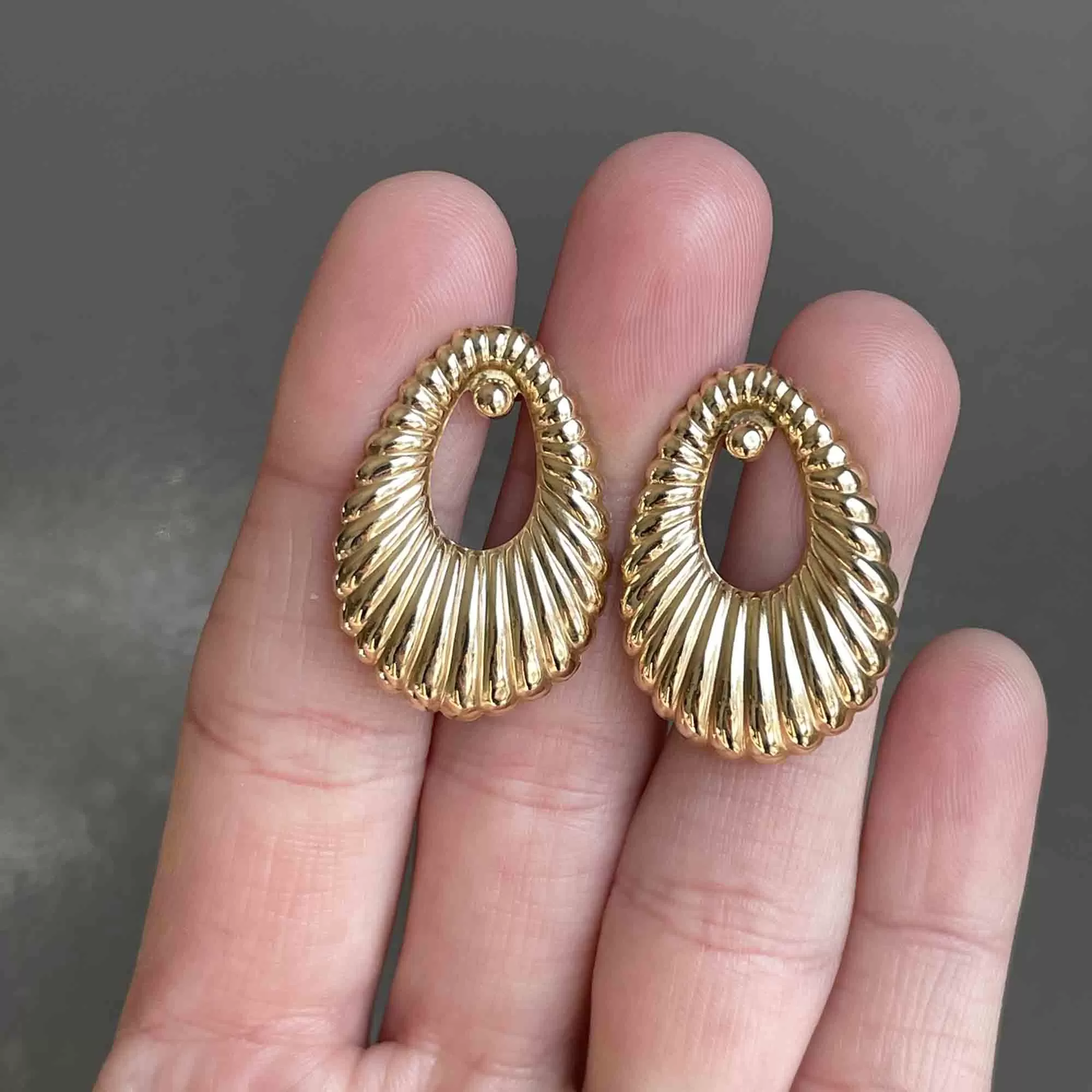 14K Gold Hoop Stud Earrings