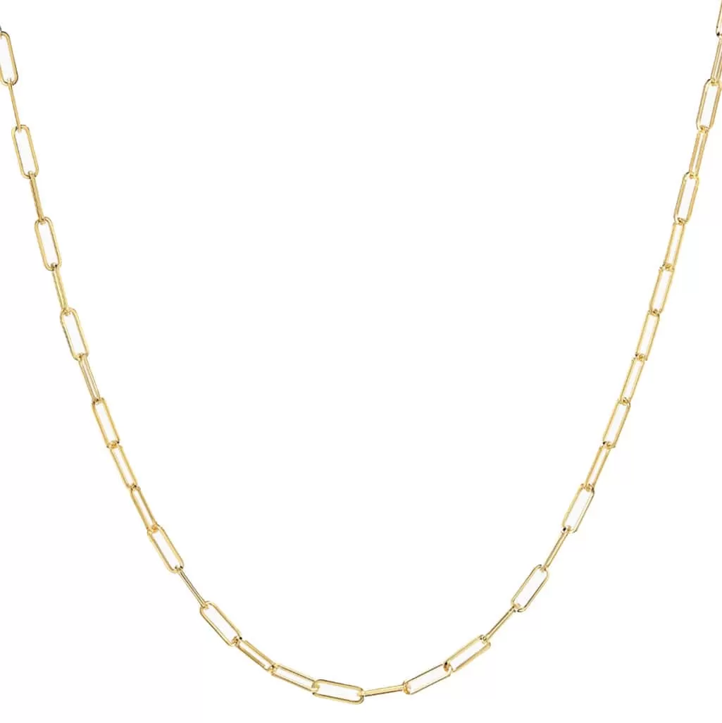 14K Gold Small Paper Clip Necklace 2.0mm