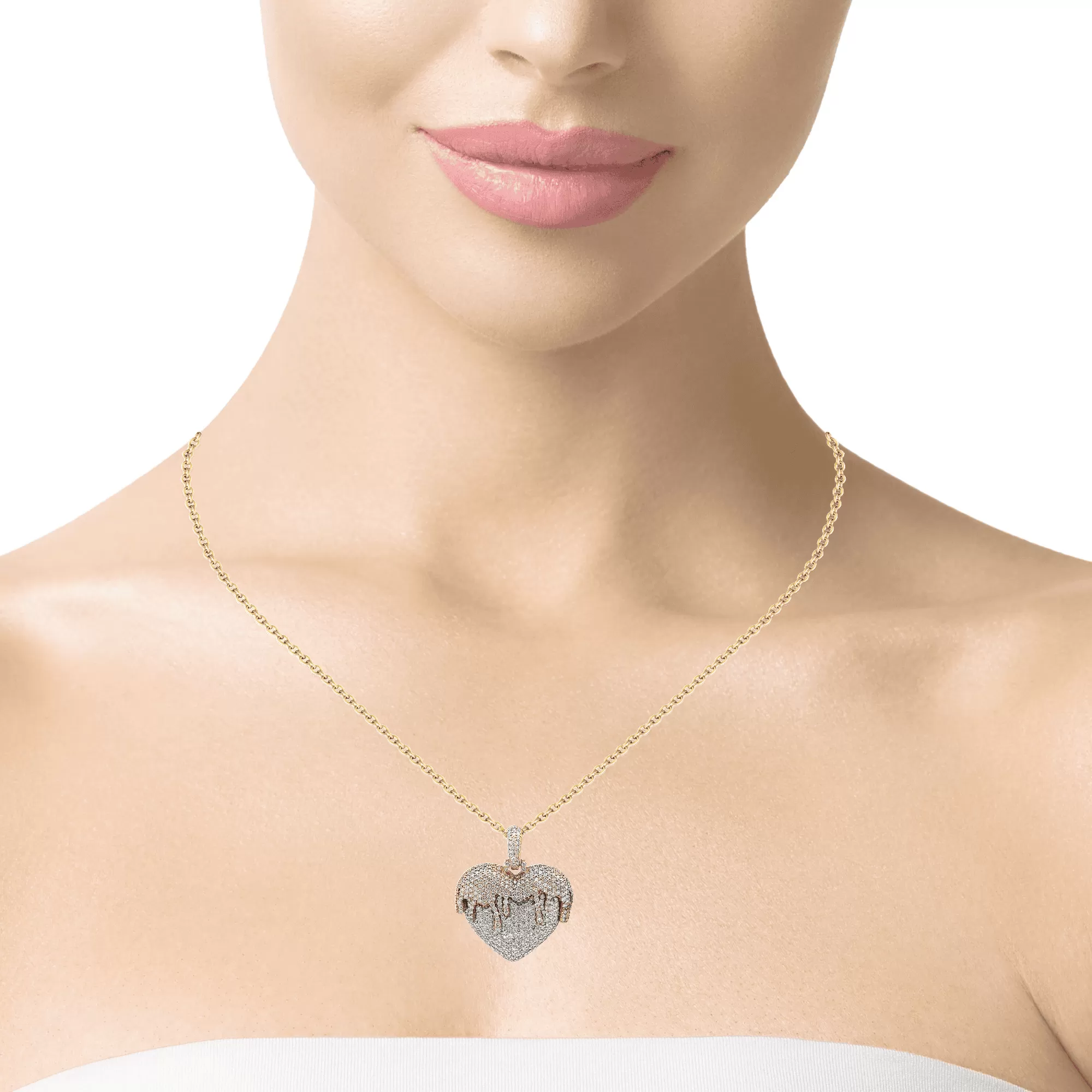 14K Gold Two Tone  6.09 CTW Diamond Heart Charm