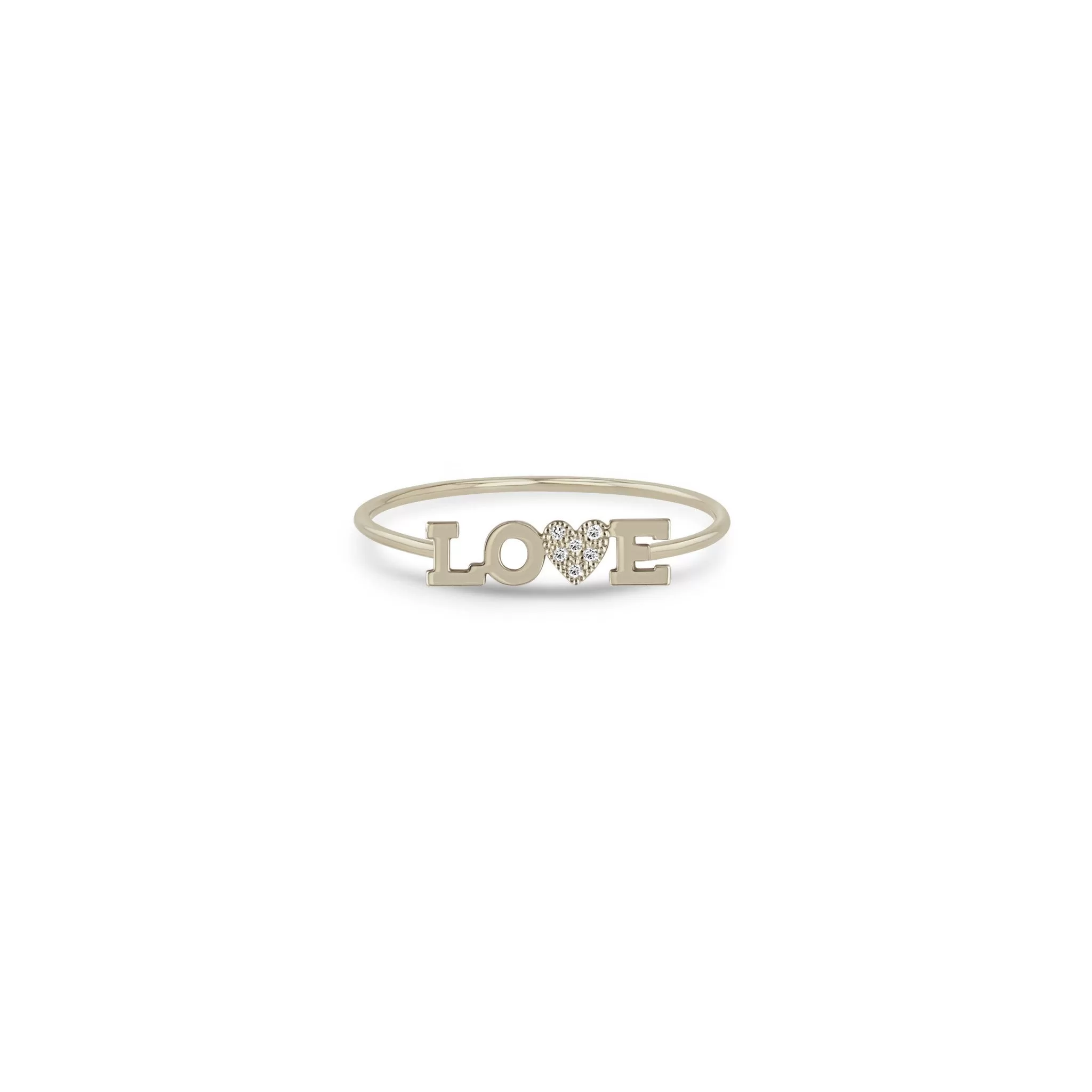 14k Itty Bitty LOVE with Pavé Diamond Heart Ring