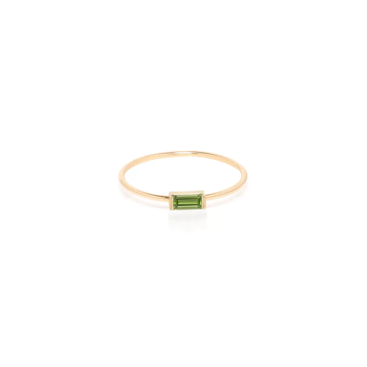 14k Medium Peridot Baguette Ring | August Birthstone