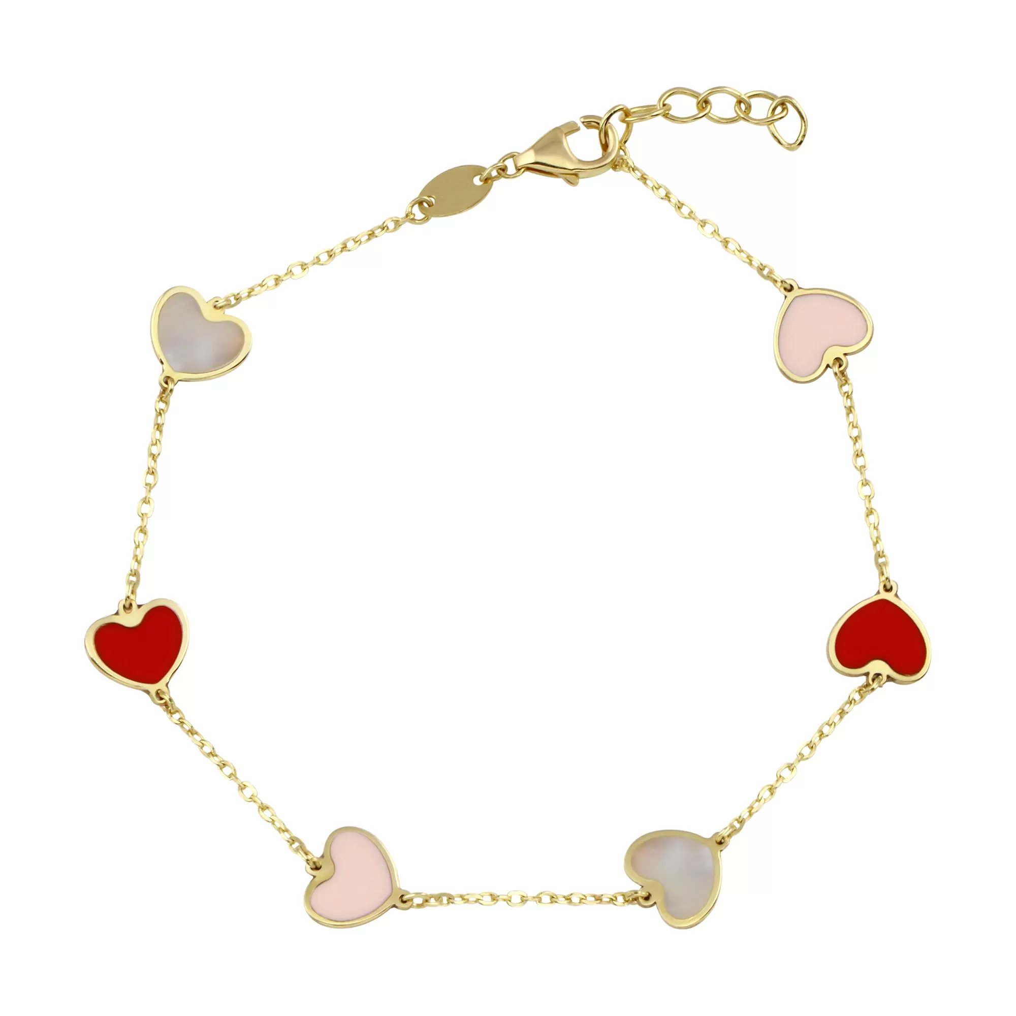 14k Multi Heart Color Bracelet