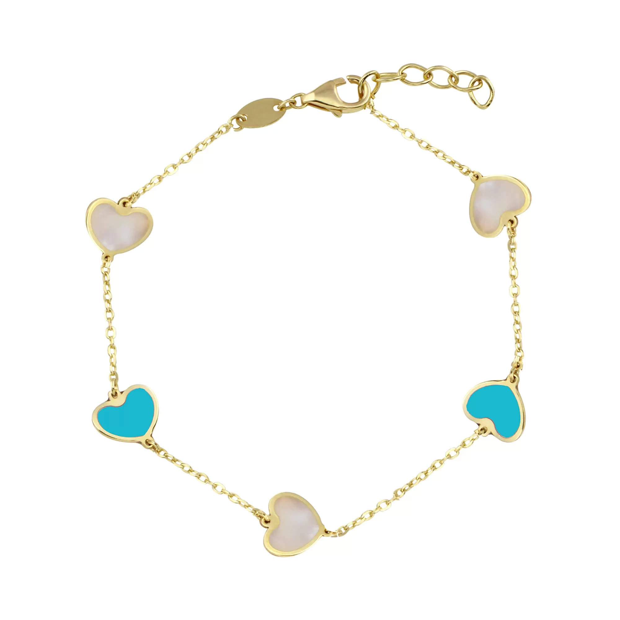 14k Multi Heart Color Bracelet