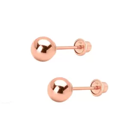 14k Rose Gold Plated Ball Studs 3mm Baby Children Screw Back Earrings