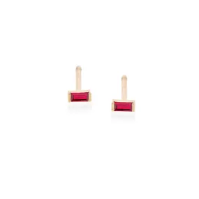 14k Ruby Baguette Studs | July BIRTHSTONE