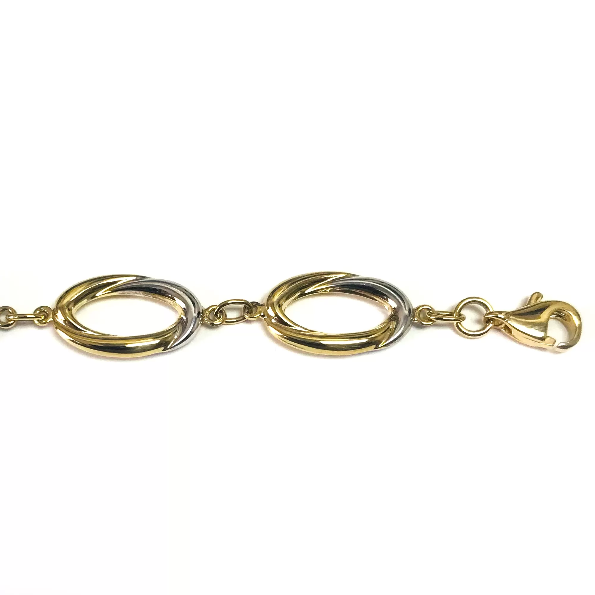 14k Yellow And White Gold Oval Links Bracelet, 7,5