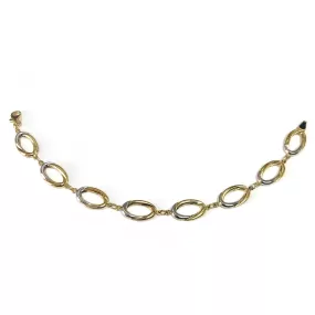 14k Yellow And White Gold Oval Links Bracelet, 7,5