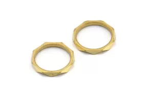 15mm Brass Rings -12 Raw Brass Faceted Rings, Connector (15mm) N0498