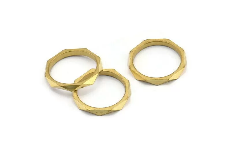 15mm Brass Rings -12 Raw Brass Faceted Rings, Connector (15mm) N0498