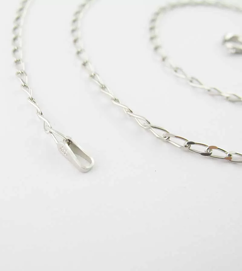 1.7 mm Long Curb Chain, Rhodium-Plated Sterling Silver