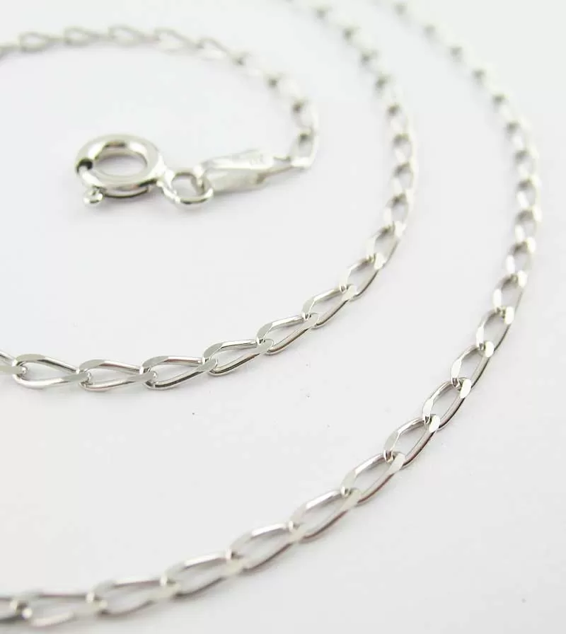 1.7 mm Long Curb Chain, Rhodium-Plated Sterling Silver