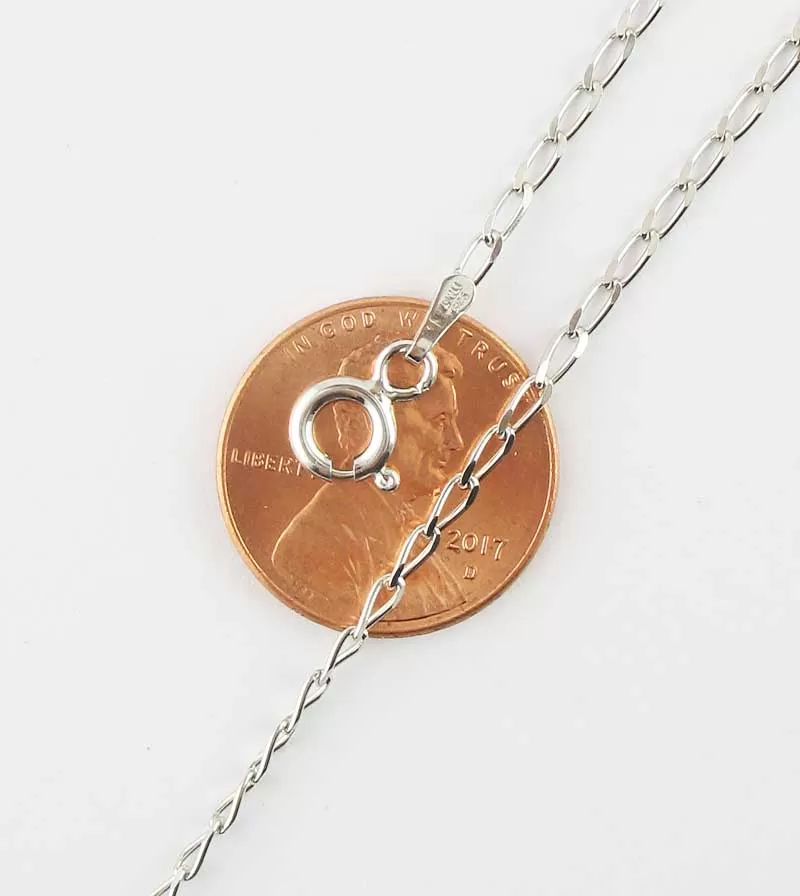 1.7 mm Long Curb Chain, Rhodium-Plated Sterling Silver