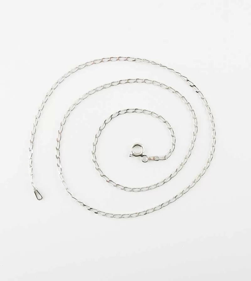 1.7 mm Long Curb Chain, Rhodium-Plated Sterling Silver