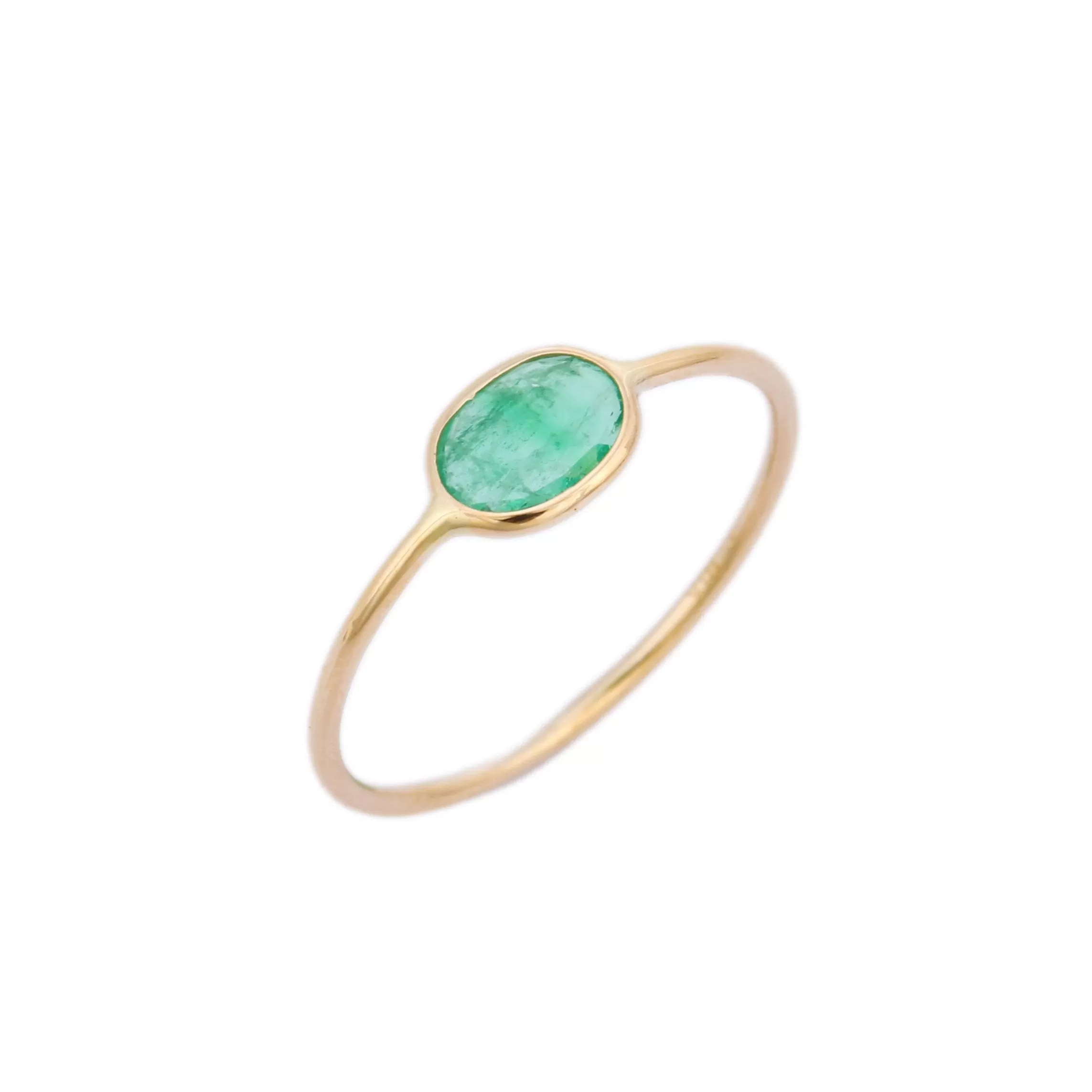 18K Gold Emerald Stacking Ring