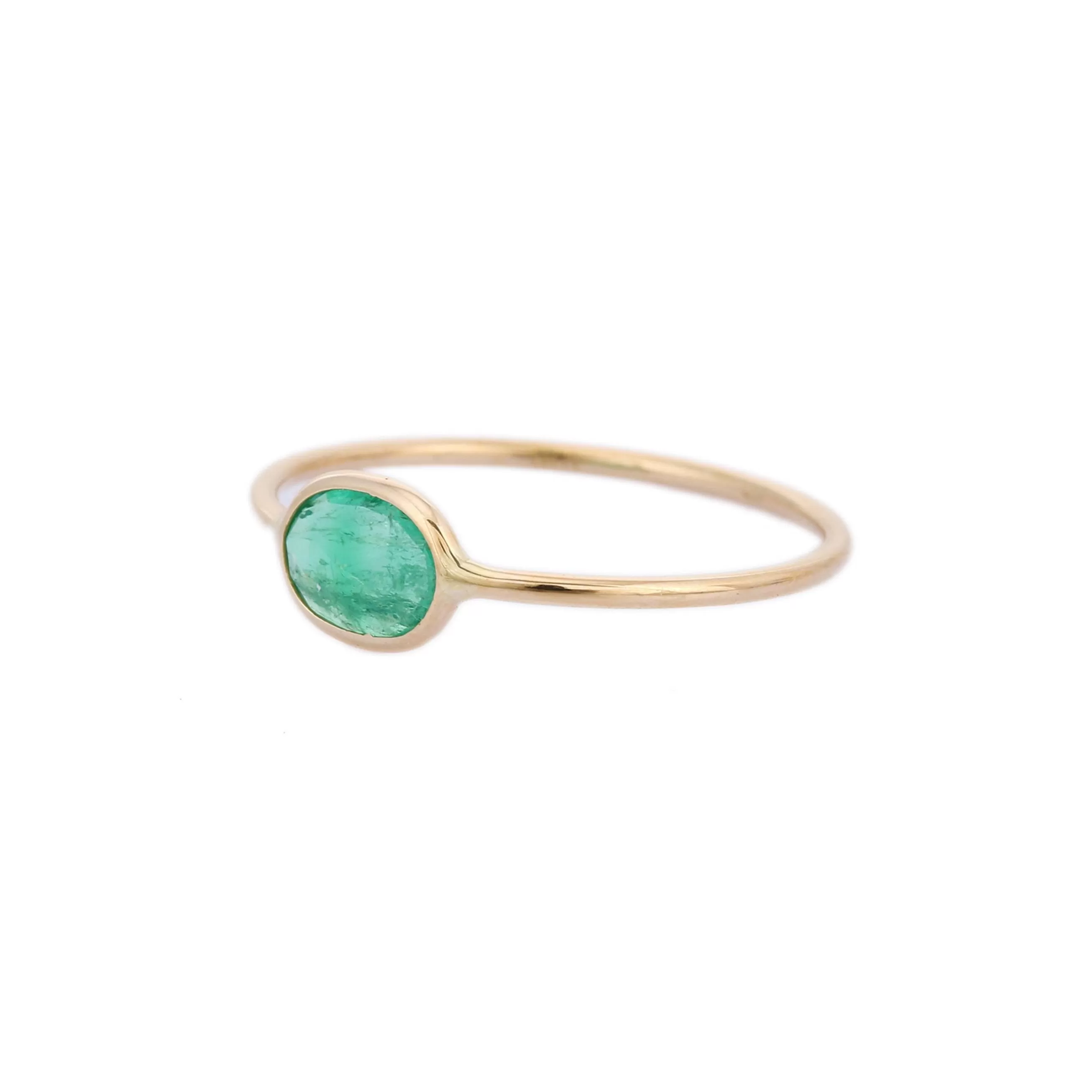 18K Gold Emerald Stacking Ring