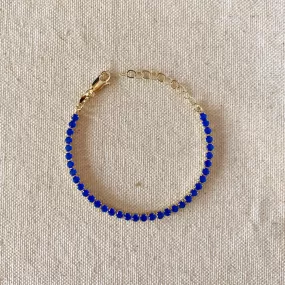 18k Gold Filled 3mm Cubic Zirconia Royal Blue Bracelet