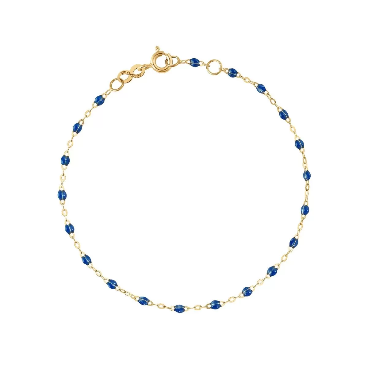 18K Gold Sapphire Blue Resin Beaded Classic Bracelet