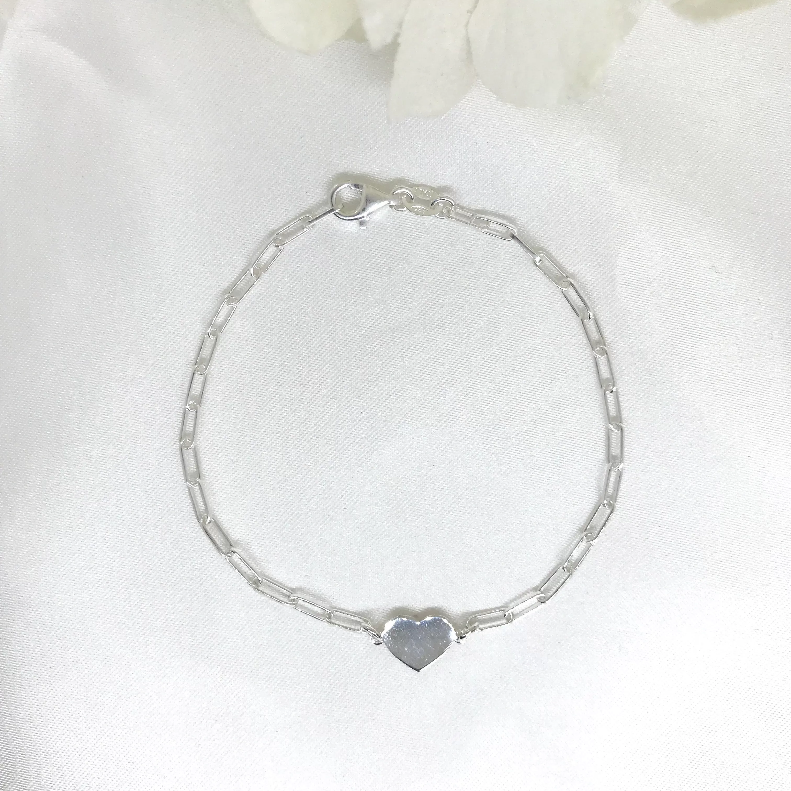 18k/925 Vermeil Paperclip with Engravable Heart bracelet