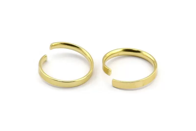 19mm Adjustable Rings - 30 Raw Brass Adjustable Rings (19mm) Mn49