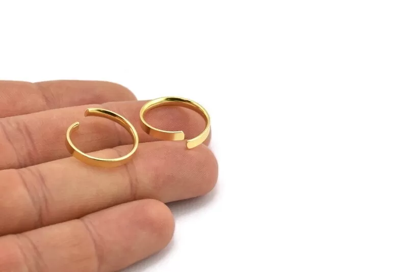 19mm Adjustable Rings - 30 Raw Brass Adjustable Rings (19mm) Mn49