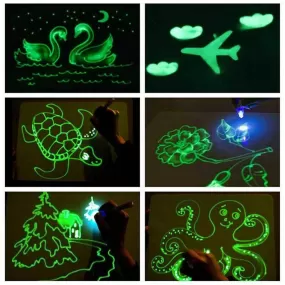 1Pc/3Pcs LED A3 A4 A5 Luminous Drawing Board Graffiti Doodle Magic Draw With Fluorescent Pen / Educational Toy