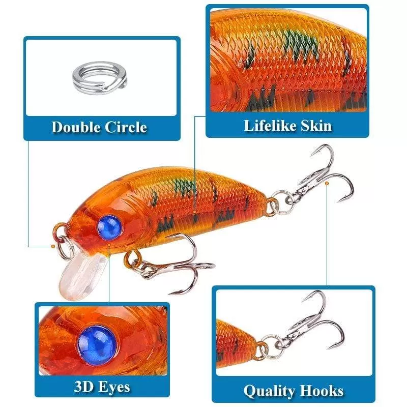 1PCS Minnow Fishing Lure 50mm4.2g  Topwater Hard Bait Wobbler Jig Bait Crankbait Carp Striped bass Pesca Fishing tackle SwimBait