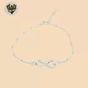 (2-0374) 925 Sterling Silver - 1mm Link Infinity Bracelet.