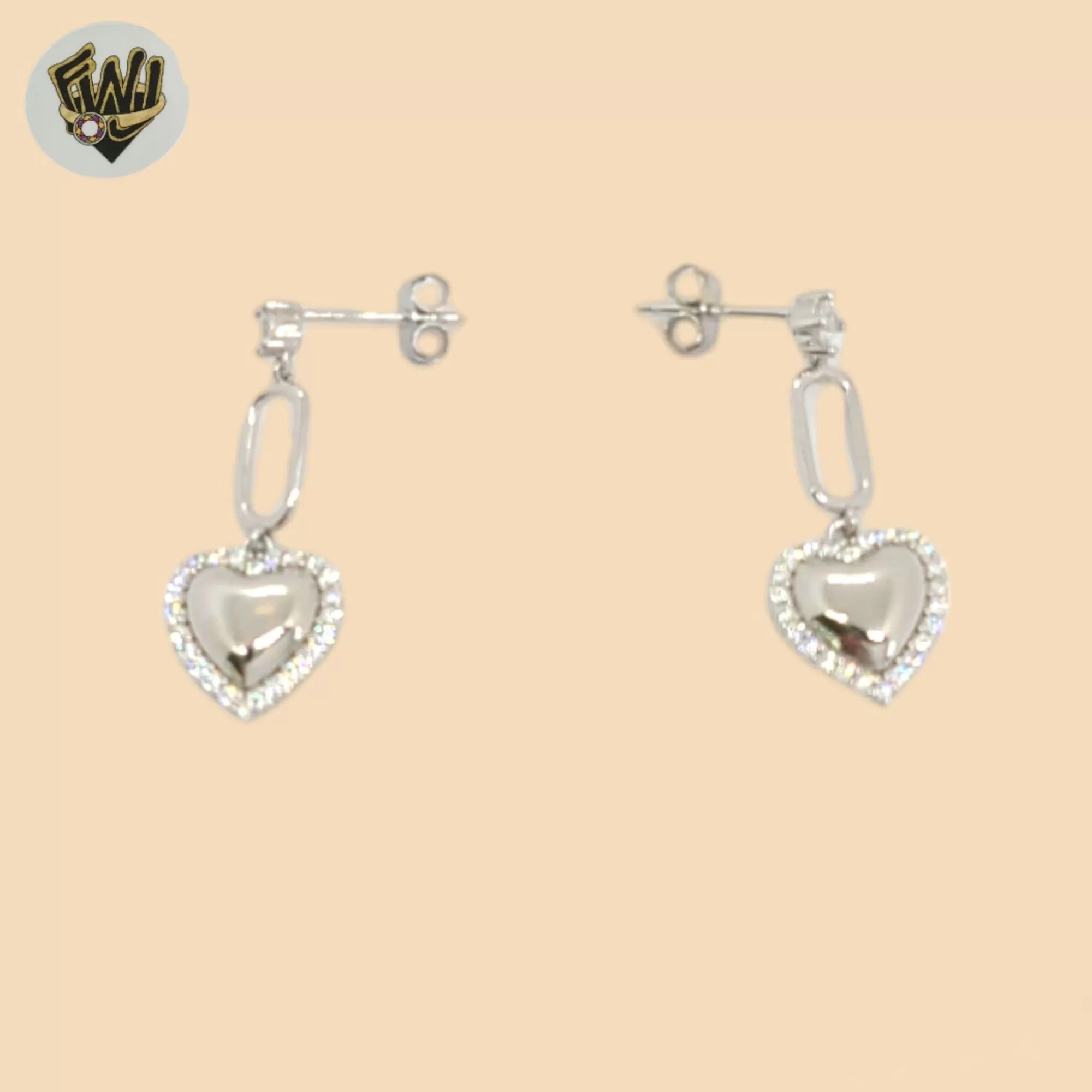 (2-3219-1) 925 Sterling Silver - Heart Dangle Earrings.