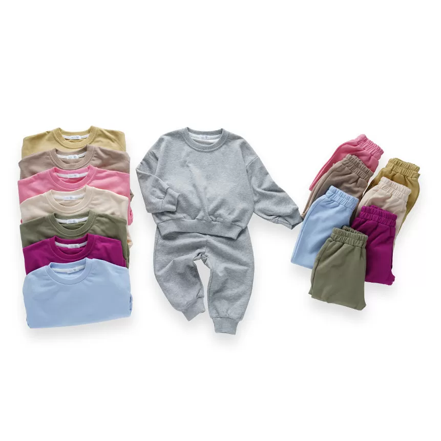 2 Pieces Set Baby Kid Girls Boys Solid Color Hoodies Sweatshirts And Pants Wholesale 23090670