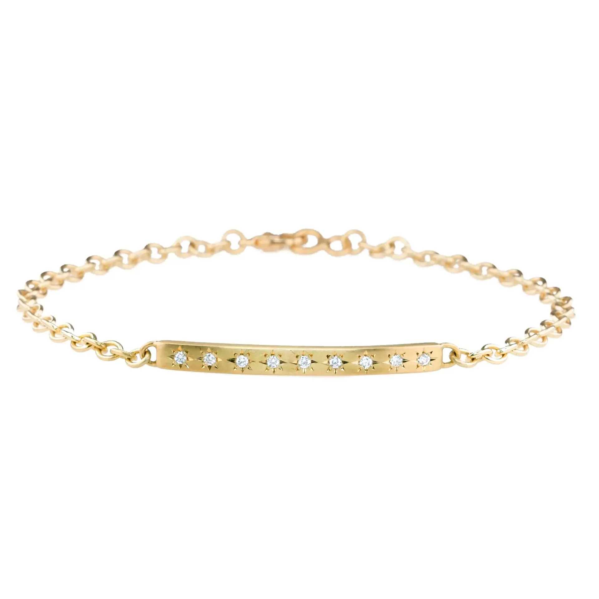 20K Gold Star-Set Diamond Bar Bracelet