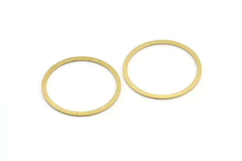 28mm Circle Connectors, 12 Raw Brass Circle Connectors (28x1.4x0.80mm) A3954