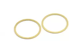 28mm Circle Connectors, 12 Raw Brass Circle Connectors (28x1.4x0.80mm) A3954