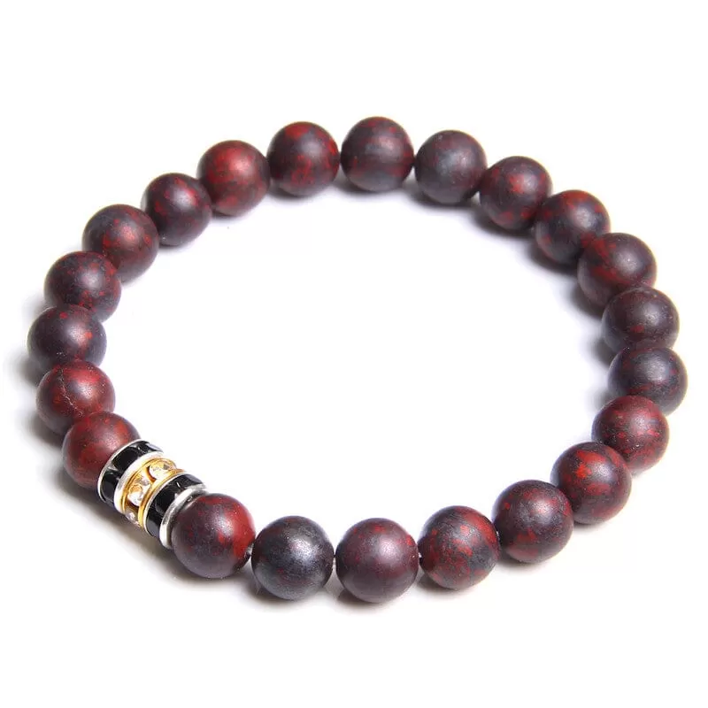 2pc Natural Bloodstone Beaded Bracelet