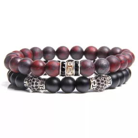 2pc Natural Bloodstone Beaded Bracelet