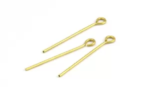 40mm Eye Pin, 25 Raw Brass Eye Pins, Findings (40x1.2mm) BS 2249