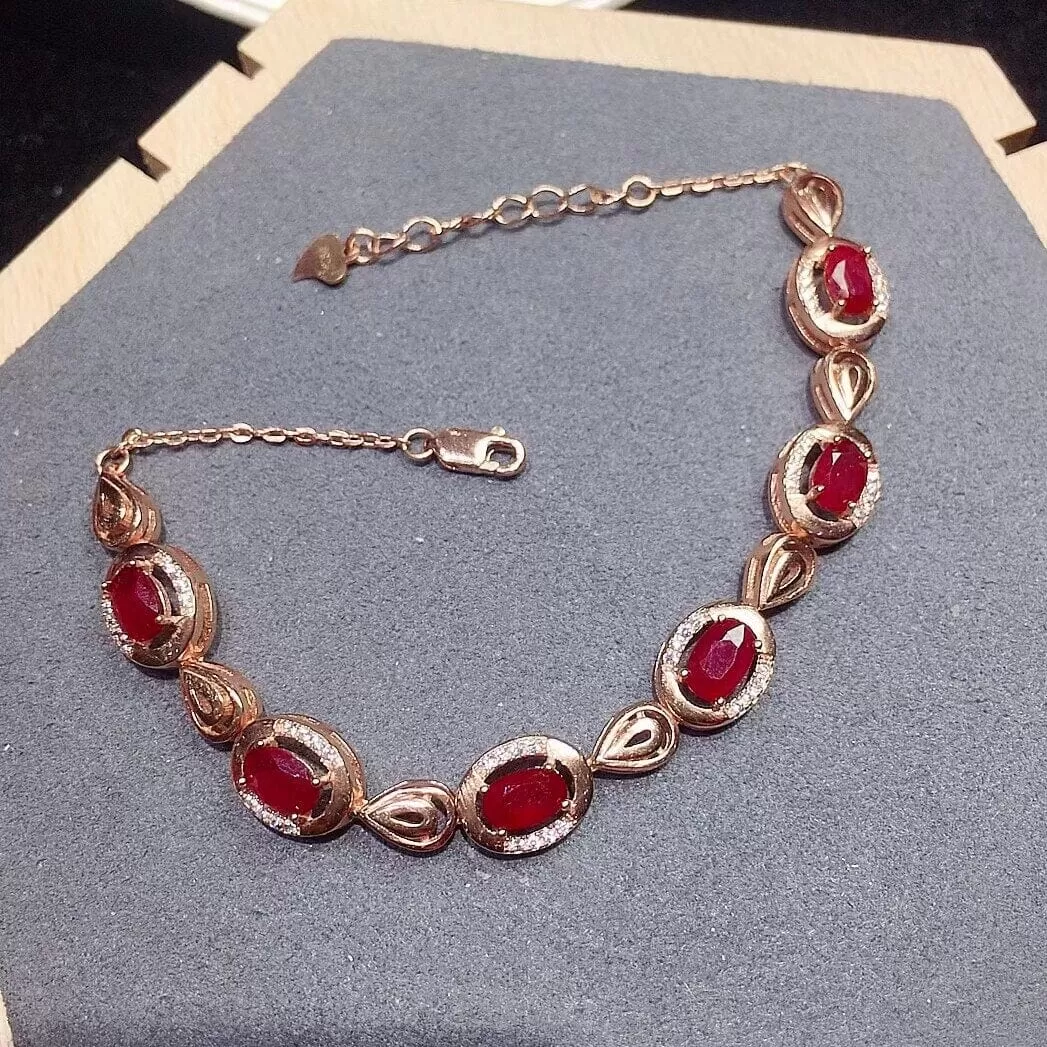 4mm*6mm 2.5ct Natural Ruby Bracelet