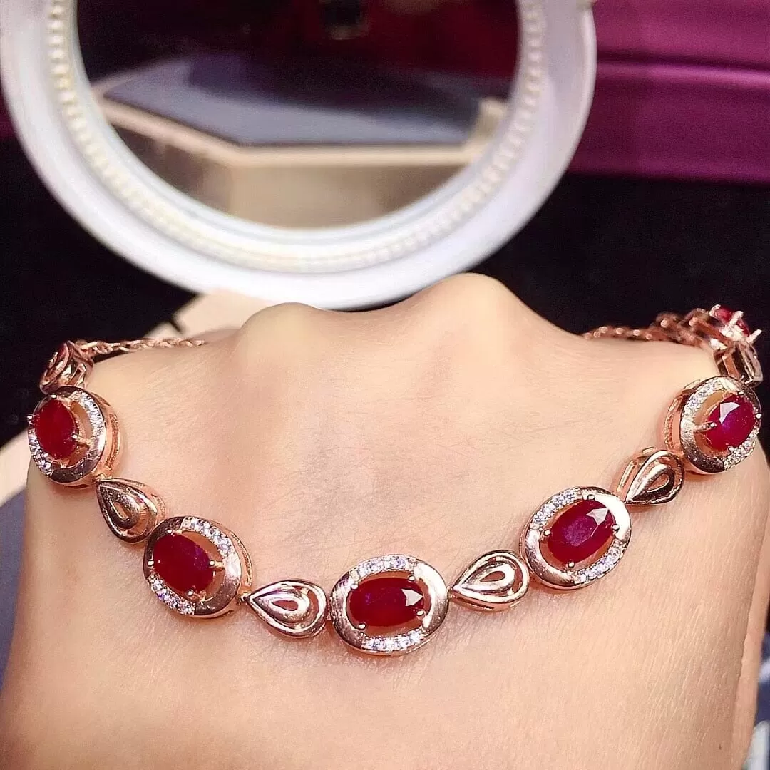 4mm*6mm 2.5ct Natural Ruby Bracelet