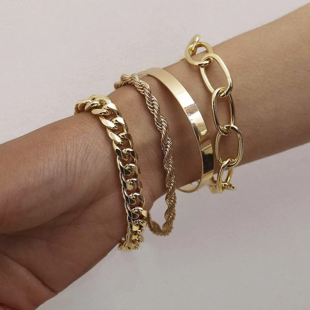 5PC Crystal Chain Bracelet Set